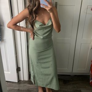 COWL NECK POLKA DOT DRESS